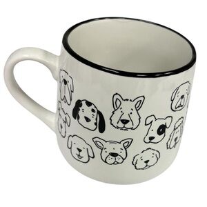Dog Collection Faces Ceramic Mug 14oz White & Black Microwave Safe